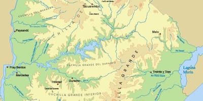 মানচিত্র শারীরিক উরুগুয়ে